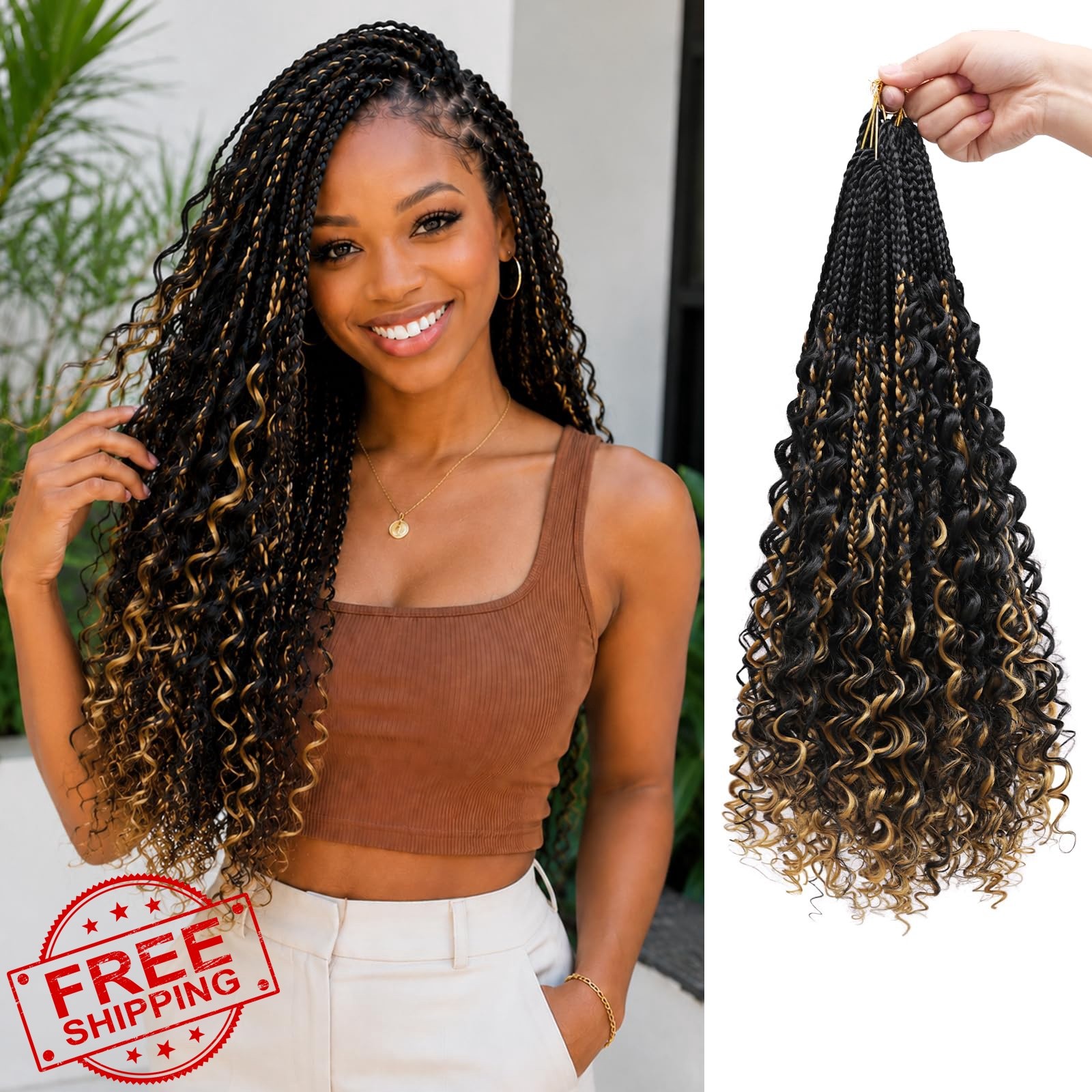 NAYOO 18 Inch 1B Honey Blonde Crochet Braids