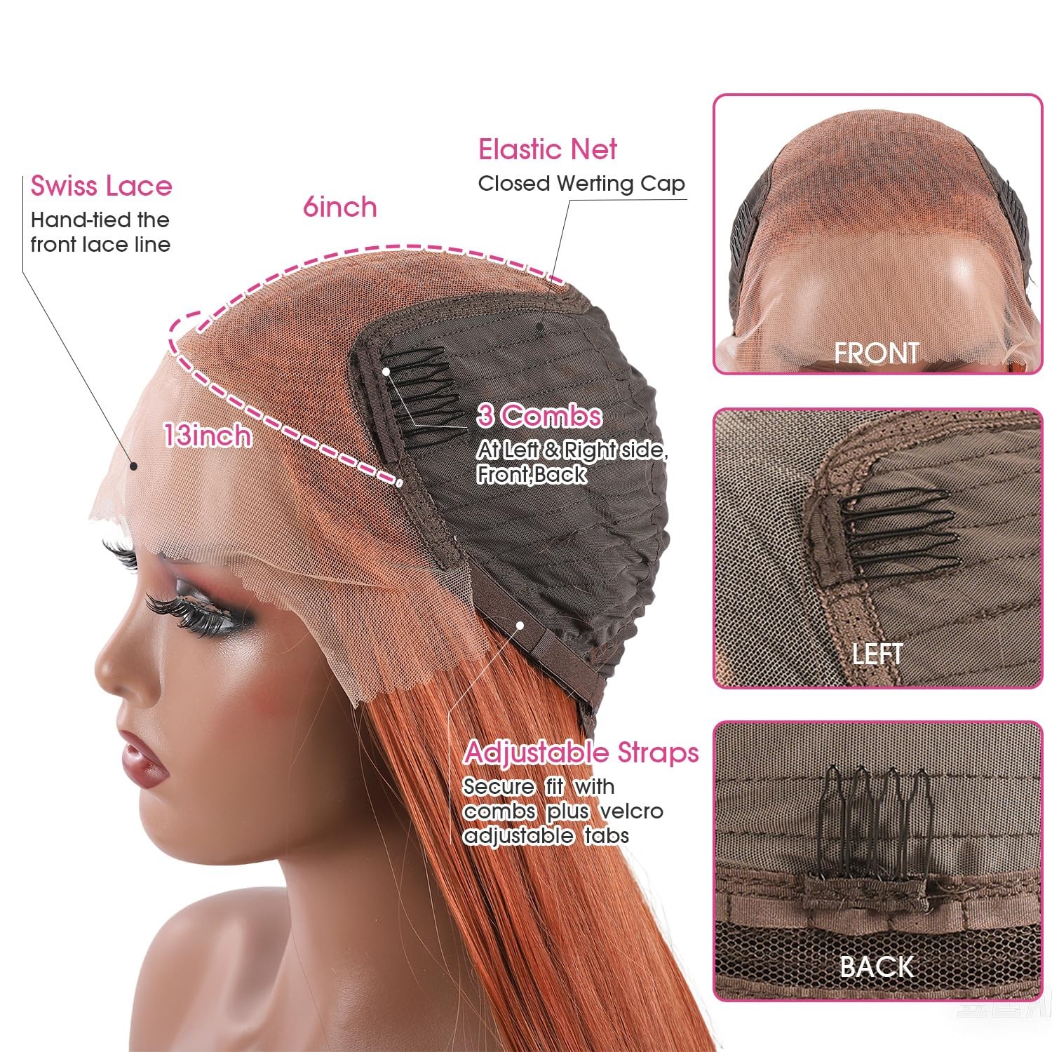 13×6 Lace Front Wigs,Glueless Synthetic HD Transparent Lace Wig,200% Density …