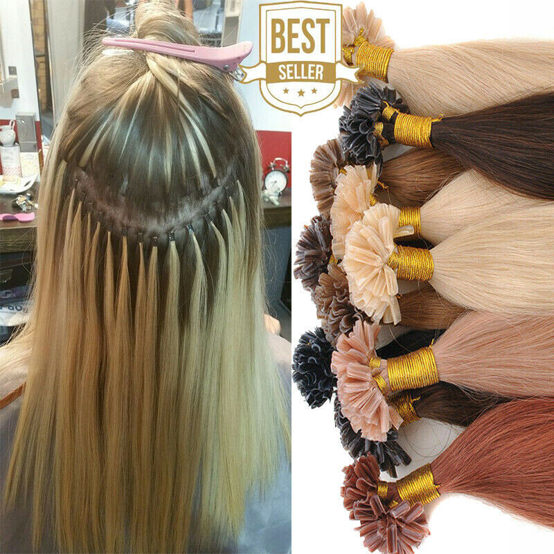 Keratin U Tip Human Hair Extensions Fusion Bonded Nail Tip DoubleDrawn Remy Hair