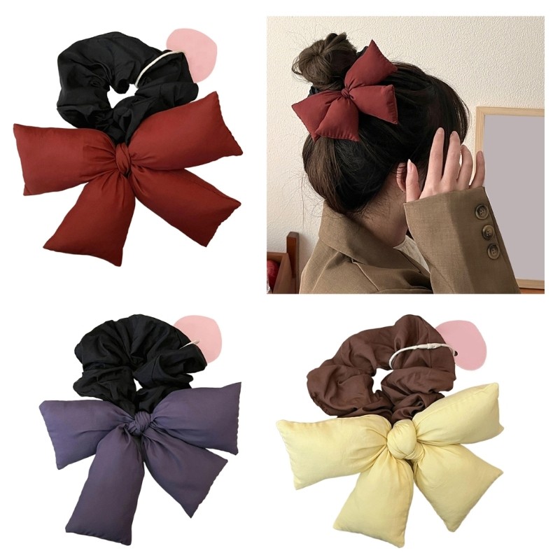 Hair Bun Scrunchy Headpiece Fabric Bowknot Hair Tie Lady Elegant Headdress