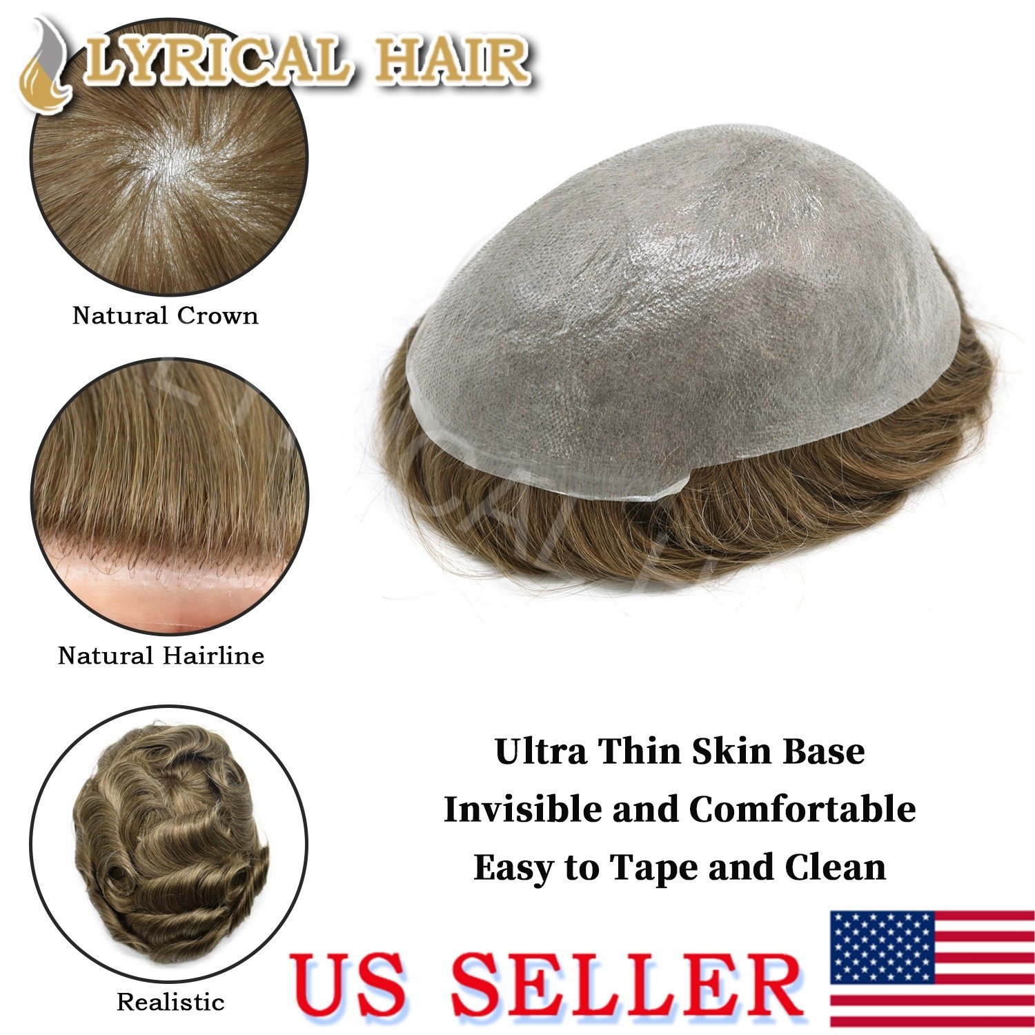 Lyrical Hair Thin Skin Toupee For Men Human Hair Invisible Hairline Hair System