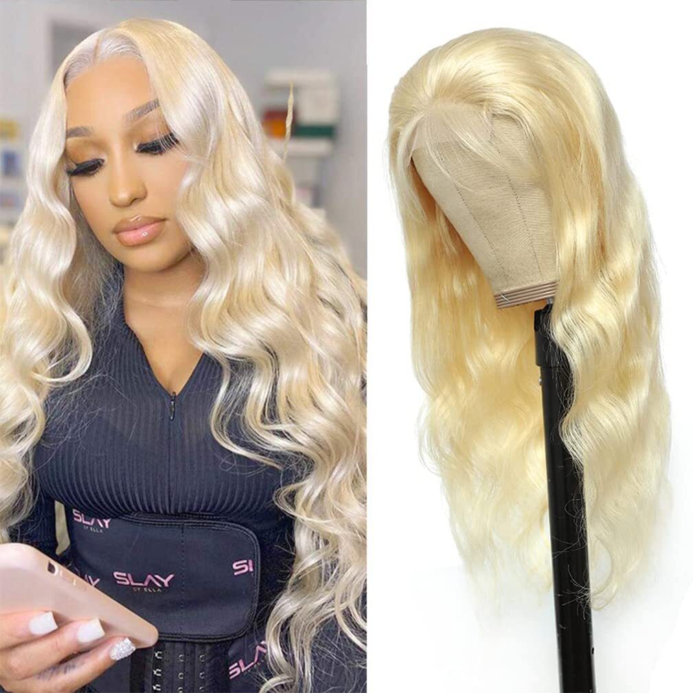 613 Blonde Wig Pre-pluged 13*4 lace frontal blonde wig body wave remy hair