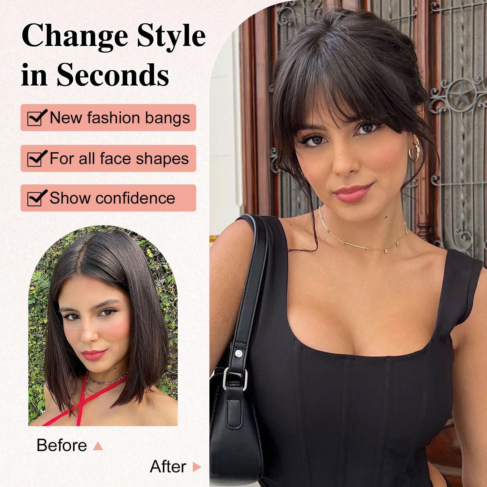 YOLIN 100% Human Hair Clip-in Bangs with Temples – Natural & Easy to Use