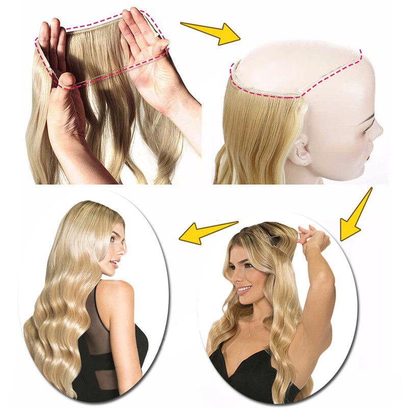 15″-24″ Body Wave Invisible Wire Halos 100% Remy Human Hair Extensions 80G