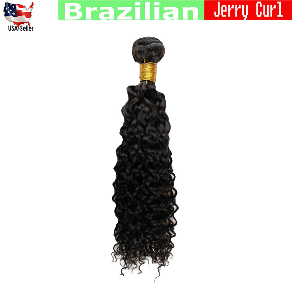 Jerry Curl Black Color #1B Brazilian 100 Virgin Human Hair bundle 10 – 28 In