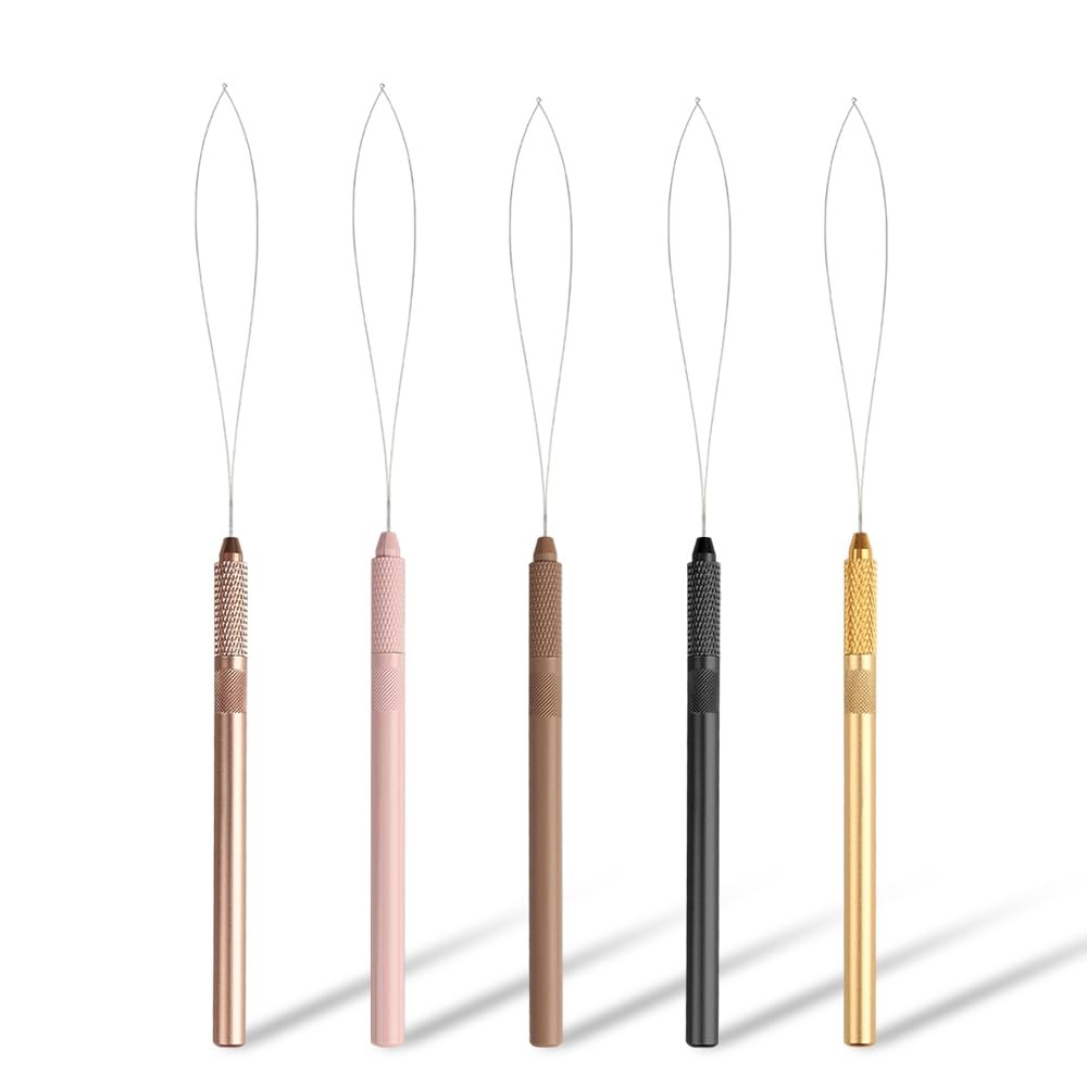 Hair Extension Loop Tool Pulling Hook Handle Threader for Micro Rings Looper