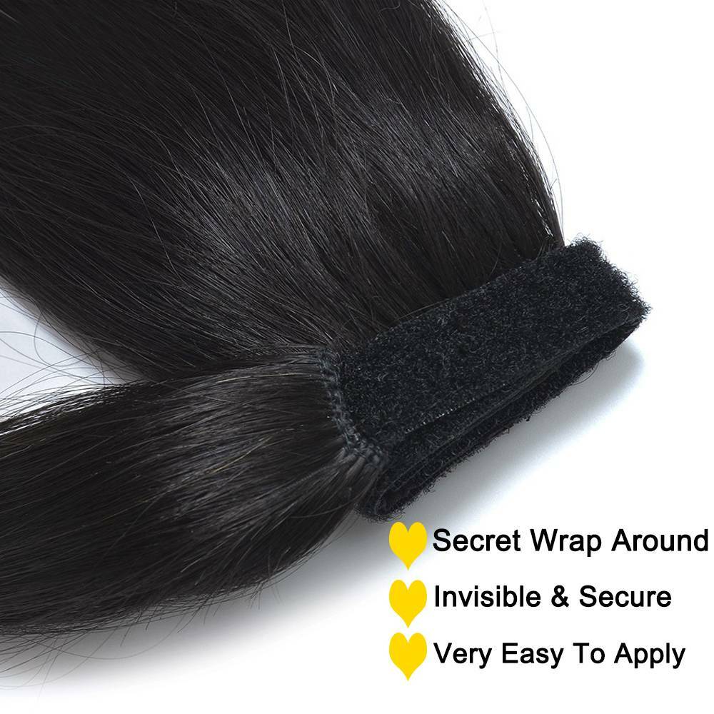 8A Invisible Wrap Around Ponytail Clip In Remy 100% Human Hair Extensions Curly