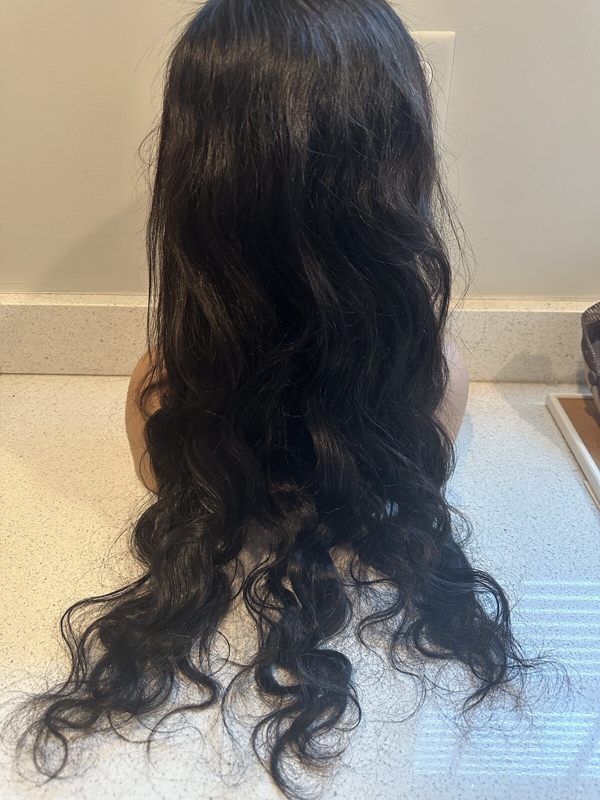 Wig Human Hair 26 Inches Lace Front 1b Wavy Long Dark Brown New Tags