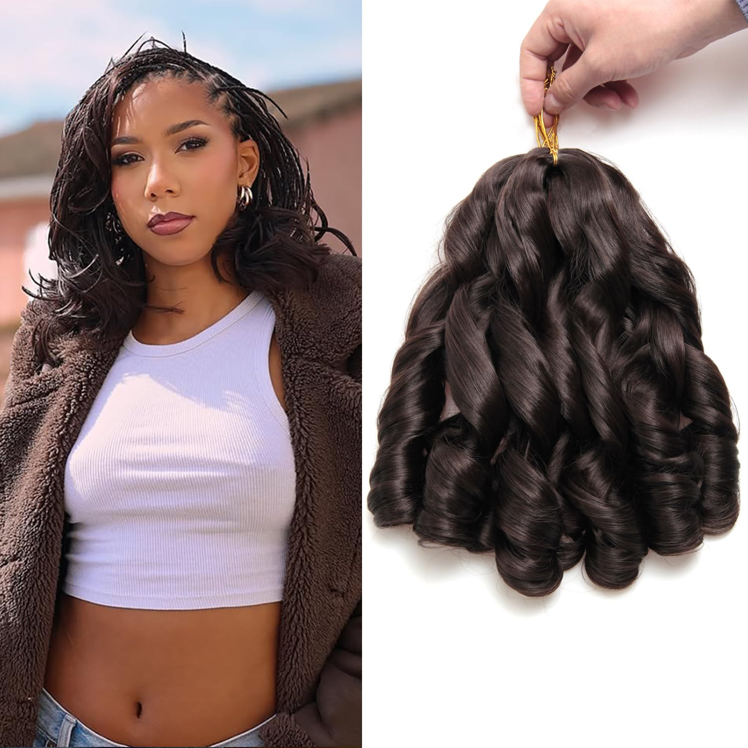 French Curl Braiding Hair 12Inch 8Packs French Curl Crochet Braids Short Curl…