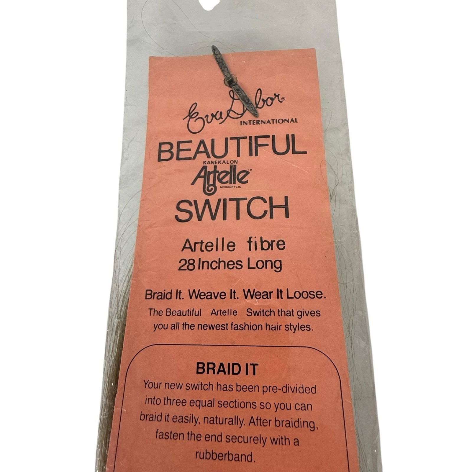 Vintage Eva Gabor Hair Extension Braid One Up Artelle Switch Modacrylic 28”