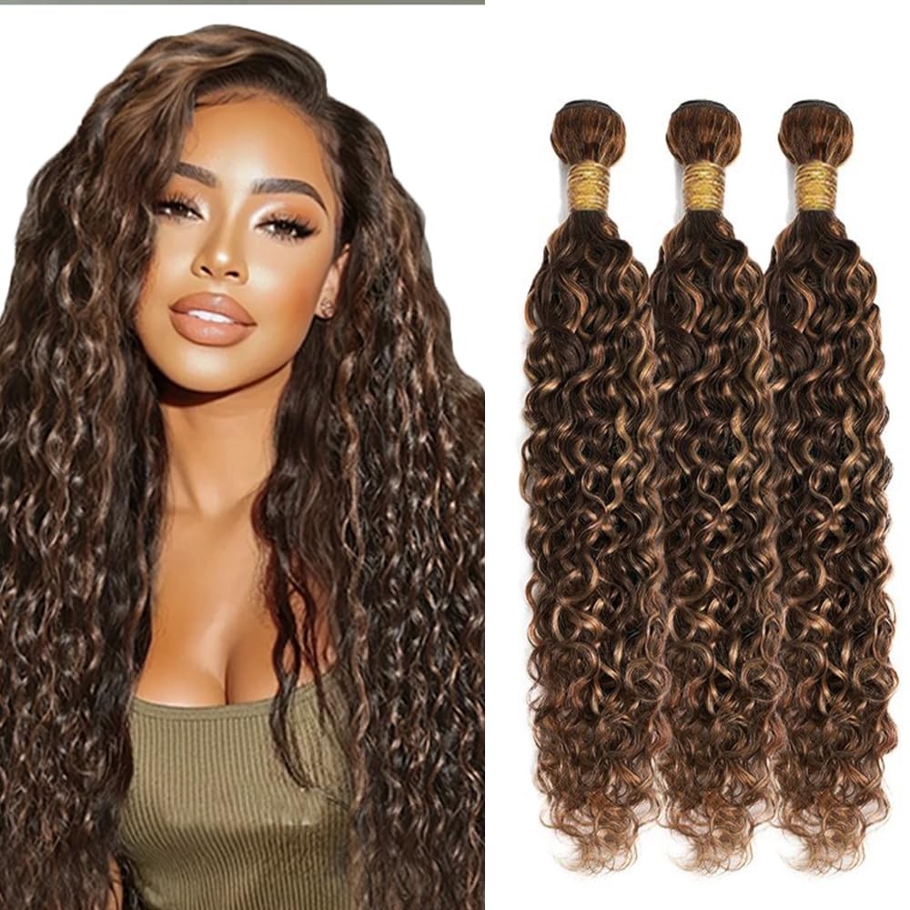 P4/30 Chocolate Bundles Human Hair Water Wave Bundles 12 14 16 Inch Unprocess…