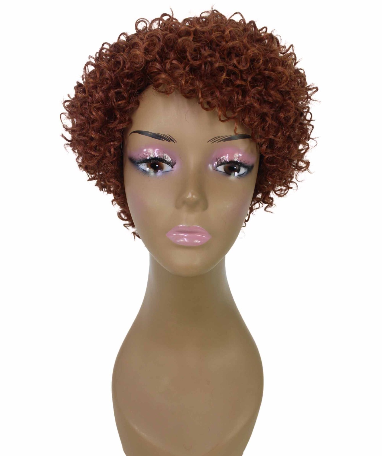LUXLUXE Leila Curly Kinky 10 in Long Full Wig No Lace, Multiple Colors,BF-0002