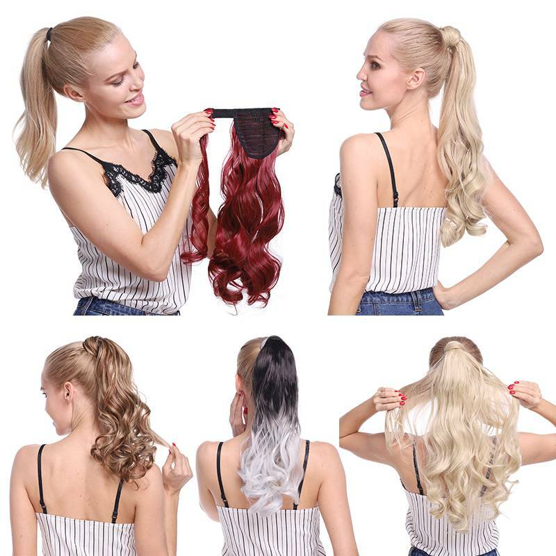 Lady Ponytail Real Natural Wrap on Clip in Hair Extension As Human Pony Tail US