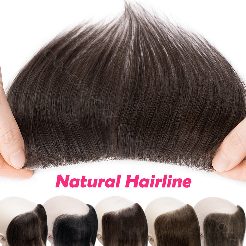 Forehead Frontal Hairpiece Mens Toupee Hairline V Loop Replacement System Women