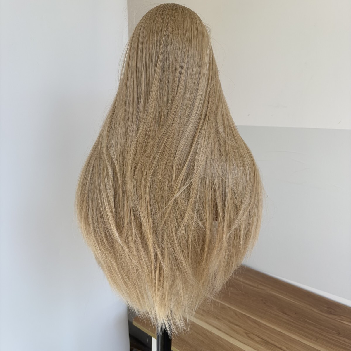 Long Straight Blonde Costume Wig With Bangs Layered Heat Resistant Hair