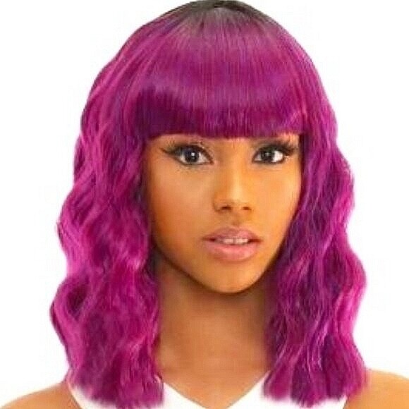 AWESOME Good Hair Day Synthetic Crimp Wig w/Bangs #HB-Sally Color#OM/M. Purple