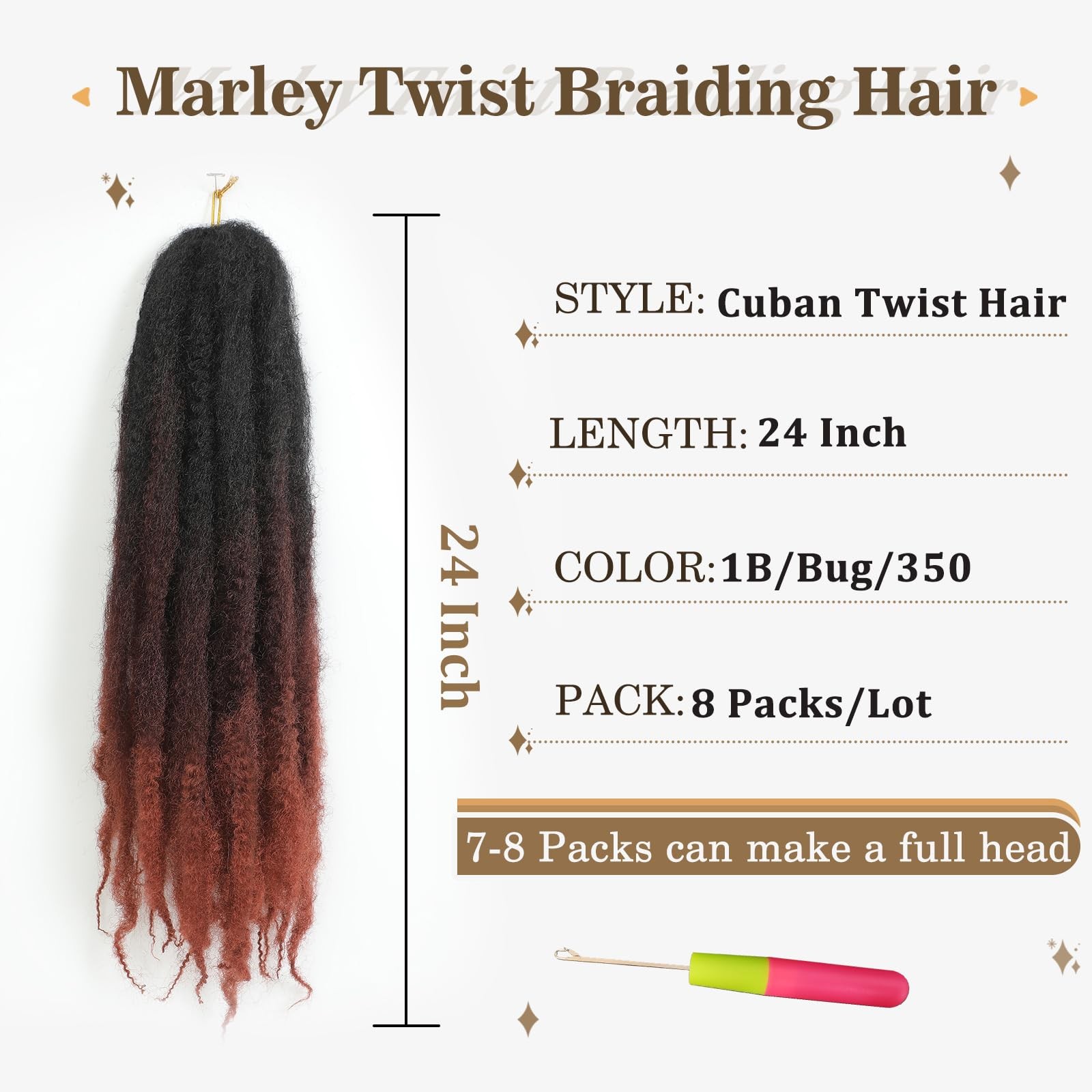 Marley Twist Braiding Hair 24 Inch Marley Twist Hair Ombre Cuban Twist Hair 8 Pa
