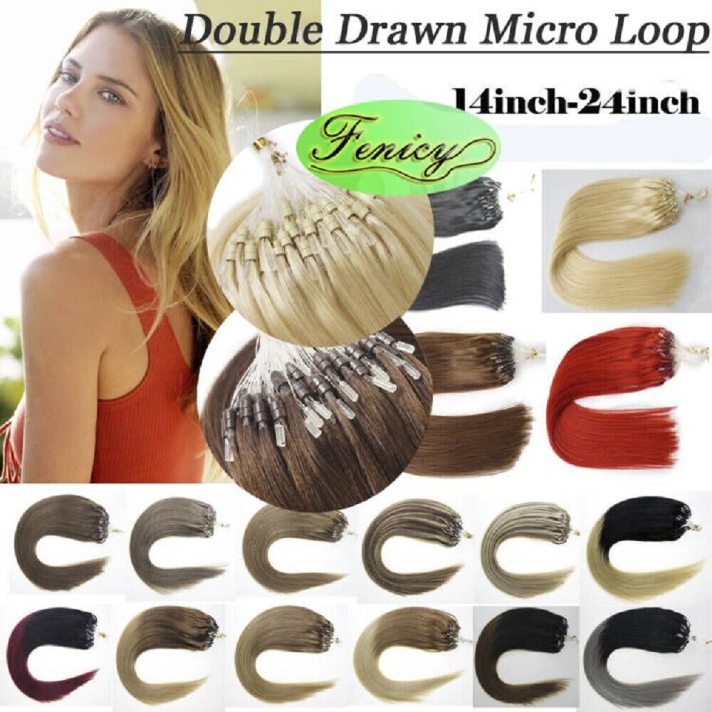 Micro Beads Loop Tip Human Hair Extensions Micro Ring Link Premium Remy Thick 1g