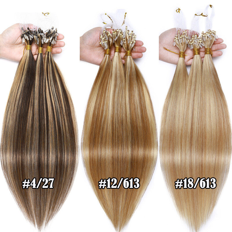 150g Real Thick Micro Ring Human Hair Extensions Loop Microlink Beads Tip 0.5/1g