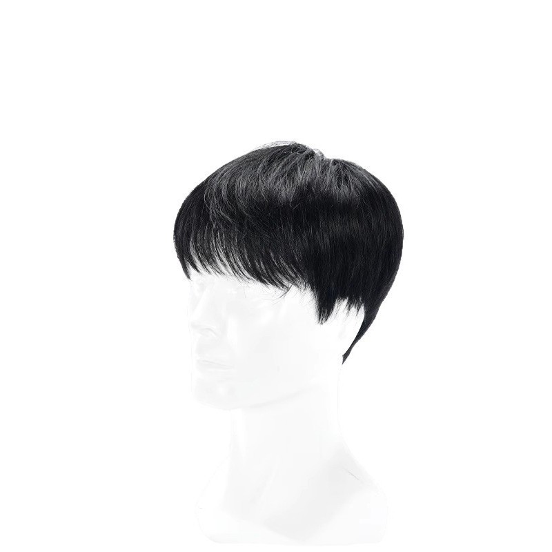 Men’s Short Toppers Hairpiece Real Human Hair Clip in Tape Hair Pieces Full Wig
