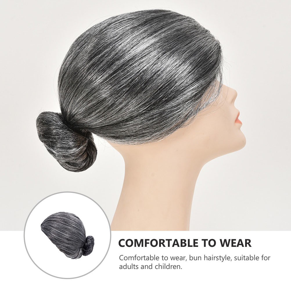 1Pcs Old Women Cosplay Wig Grey Durable Reusable High Quality Fiber Accessory