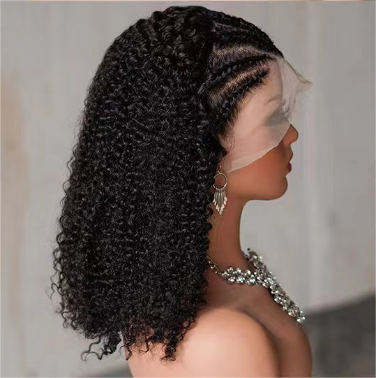16” Curly Hair 13×4 Lace Front Braid Cover Curly Wigs For Women