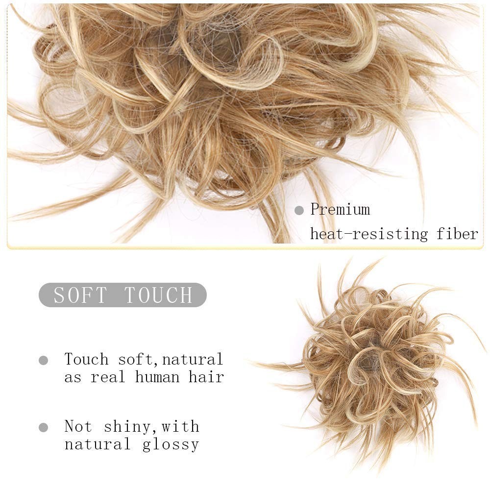 Updo Hair Extension with Elastic Band Adjustable Size Messy Bun for Women