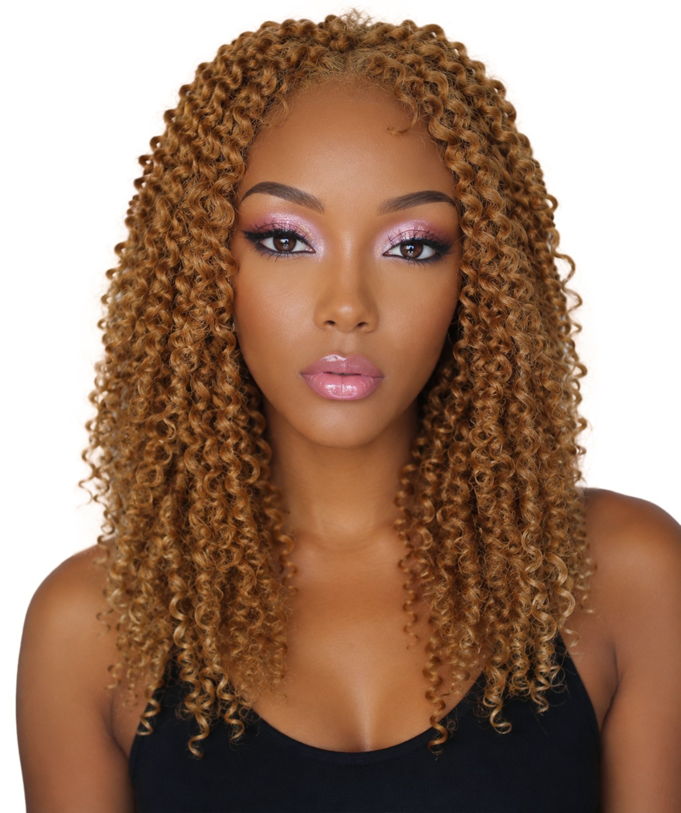 LUXLUXE Tierra Curly 19″ Long 4×4 Hand Tied Lace Braided Wig, BLB-0141