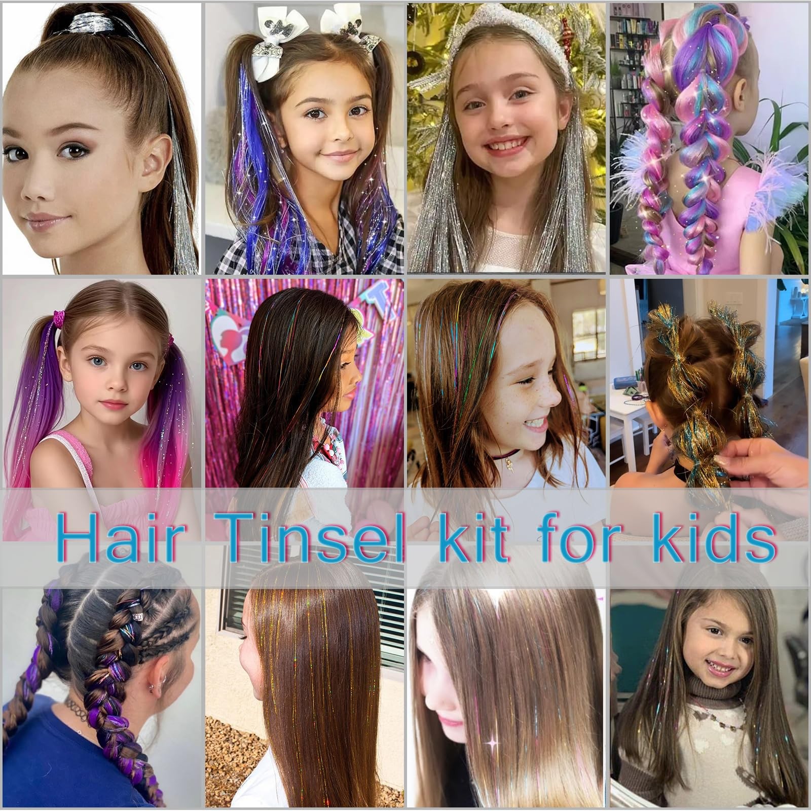 Hair Tinsel, Star Gold Tinsel Kit for Girls, 48 Inch,