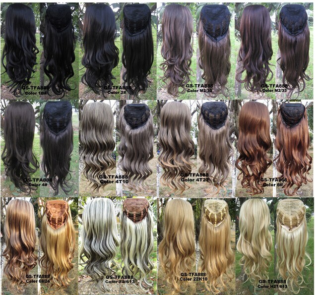 3/4 Fall Half Wig Clip In on Hair Piece Long Wigs Wavy Curly 22″ 200g Synthetic