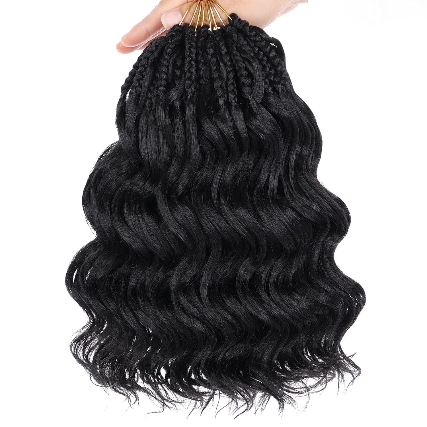 10 Inch Pre Looped Ocean Wave Crochet Hair 8 Packs Black Short Curly Crochet Hai
