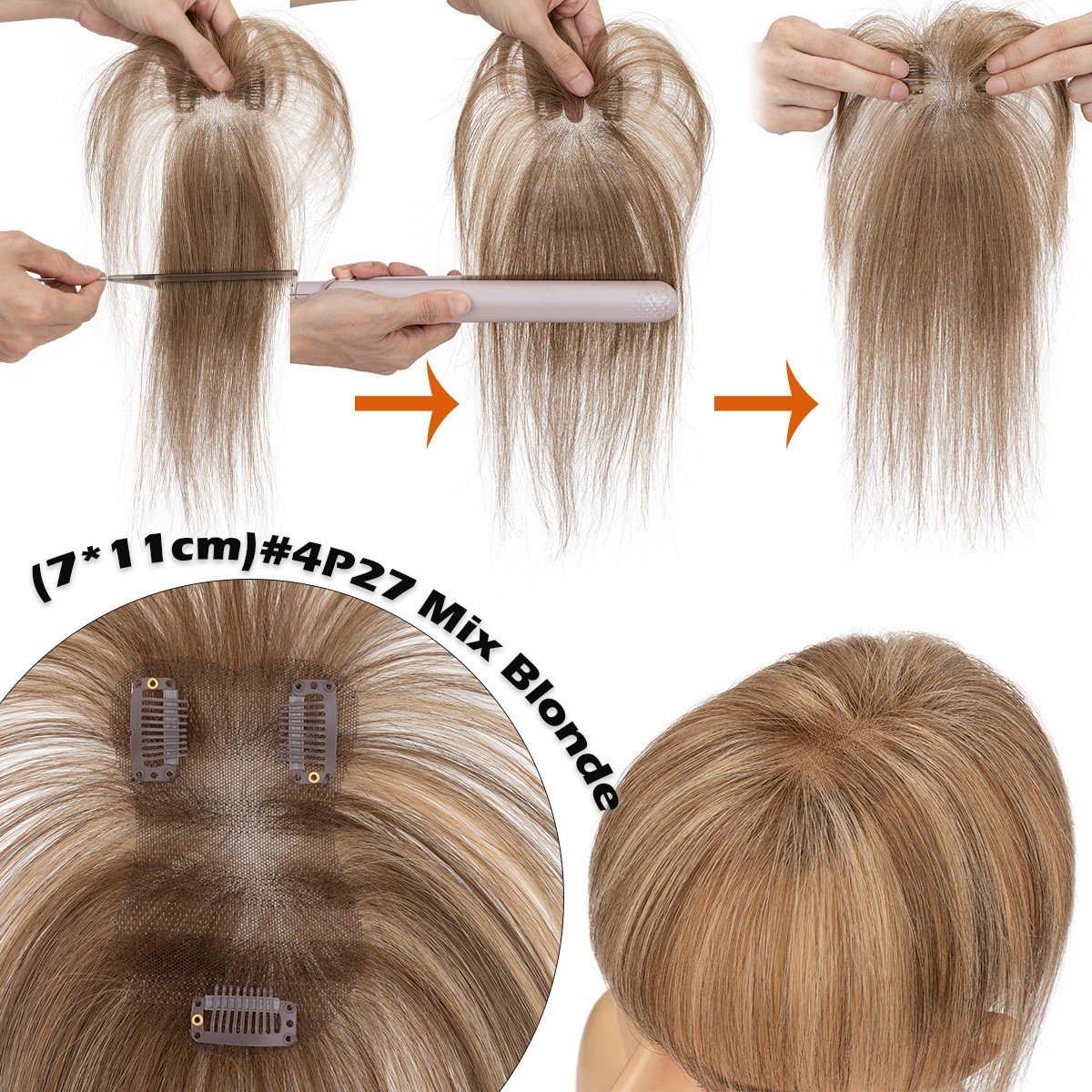 Remy Hair Toppers Clip In Real Human Hair Extensions Top Lace Toupee Hairpiece U