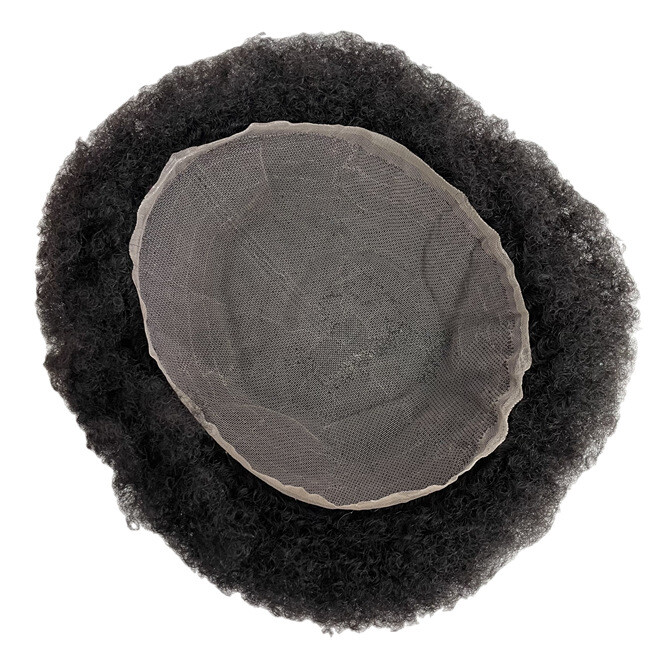 360 Lace Wave Man Toupee Hair 6MM Curly African Black Mens Replacement Hairpiece