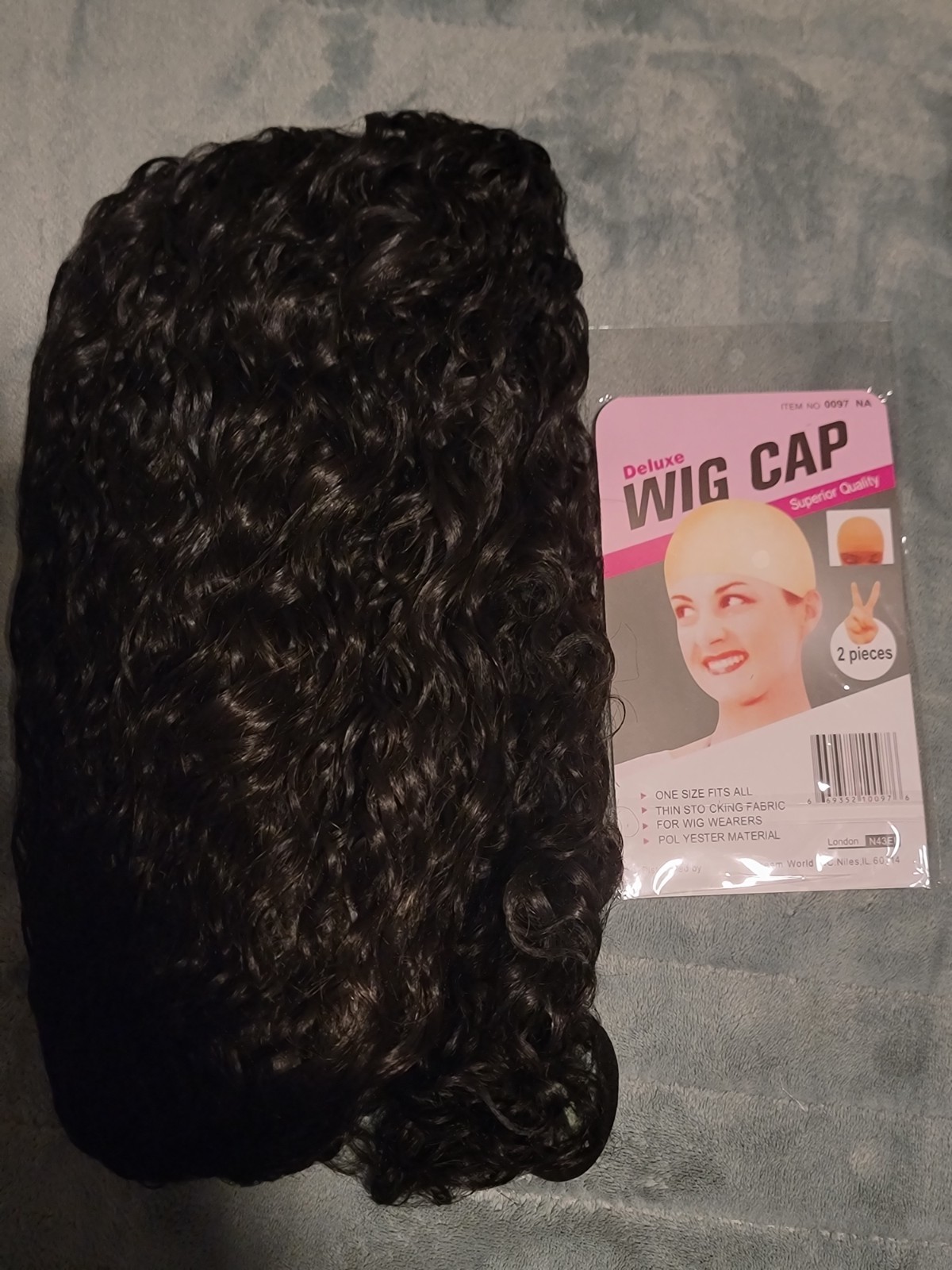 Curly Glueless Half Wig 26 inch Veralux™ Synthetic Fiber & Human Hair Blend #1B