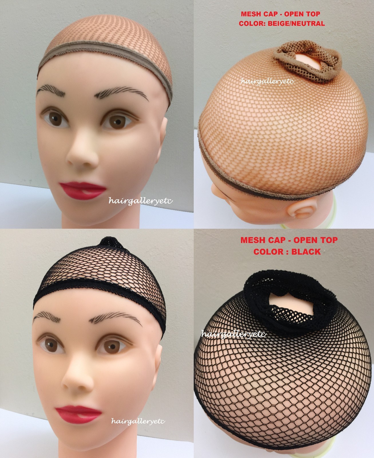 6 pcs Wig mesh cap Net wig cap Open Top Neutral Black Quality Nylon Stretch
