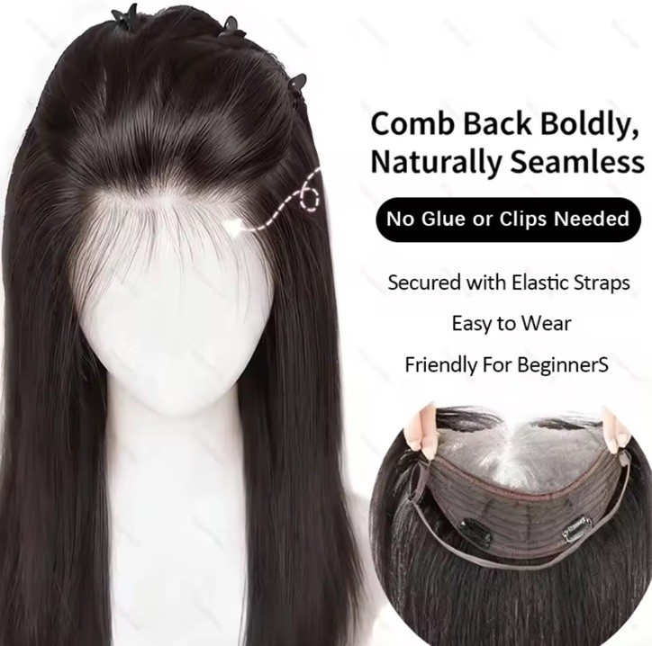 Real Human Hair Topper for Women HD Lace Front Hairpiece for High Forehead