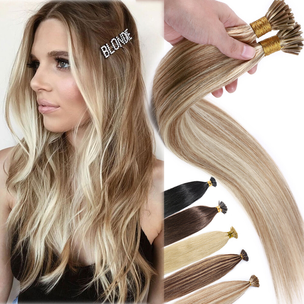 12-24Inch I Tip Human Hair Extensions Pre Bonded Real Remy Micro Bead 1G/S THICK