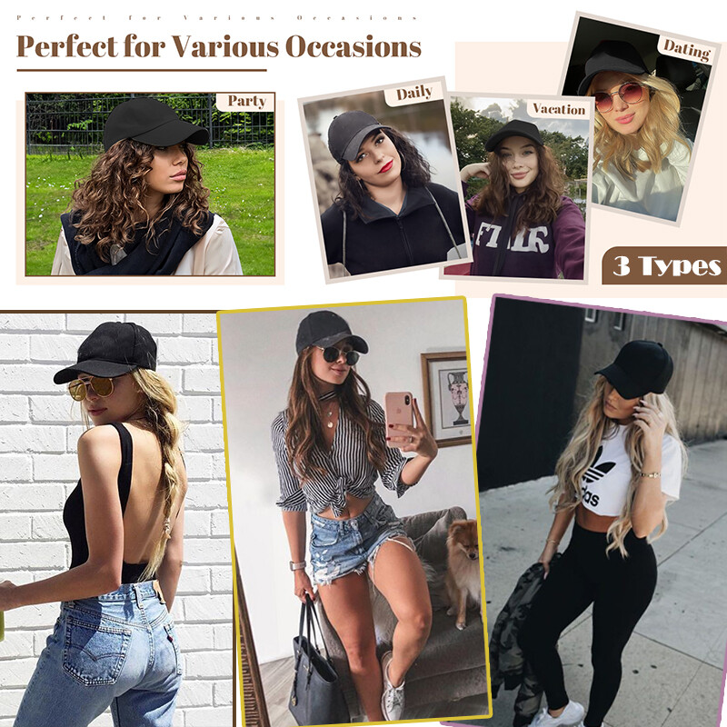 11″Hat wigs Cap Long BLonde Brown Straight Wig Connect Winter Knitted Beanie Hat