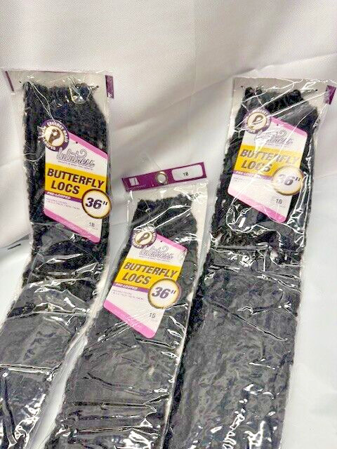 *LOT OF 3*Sensationnel Lulutress Pre-looped Butterfly Locs 36″-1B Off Black