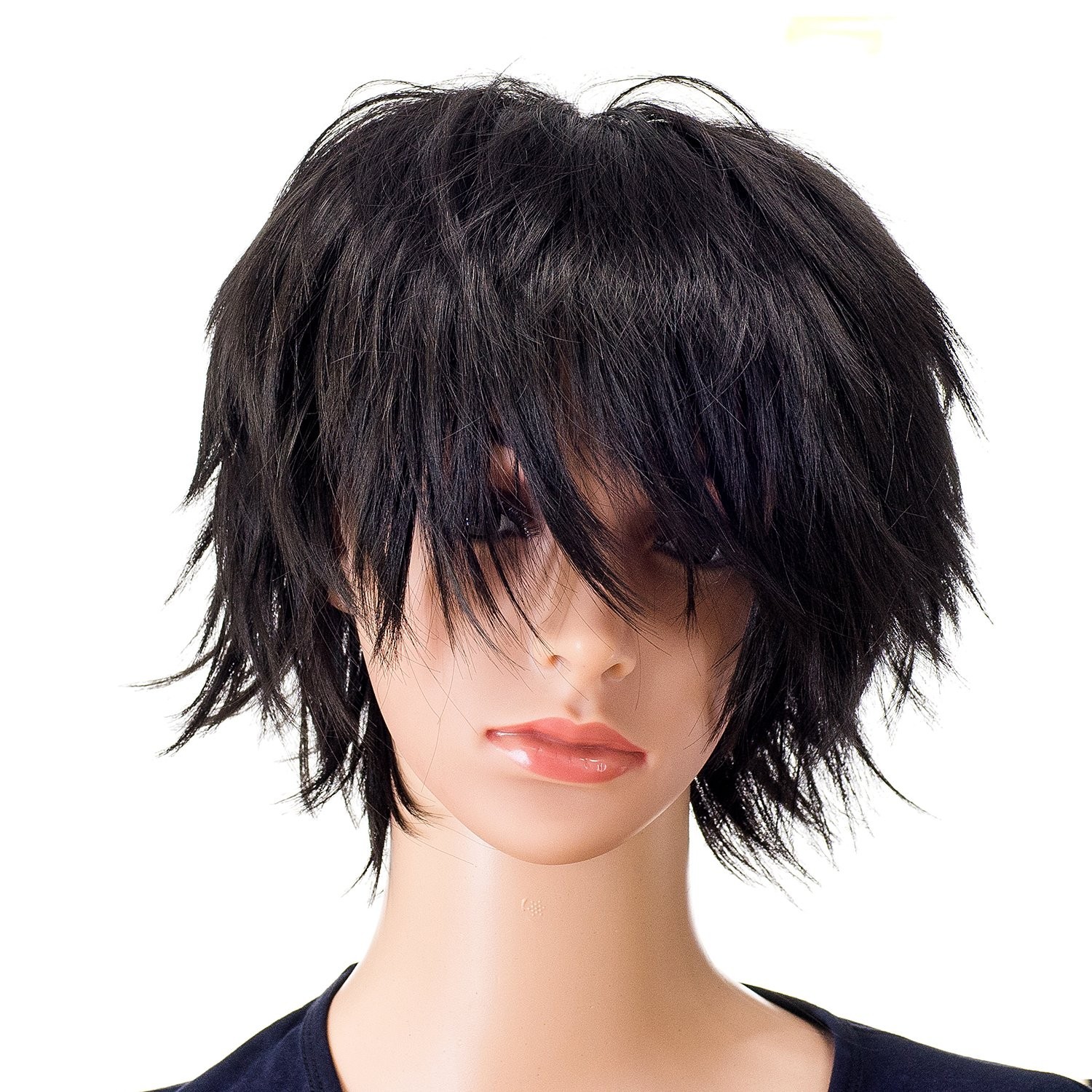 Unisex Fashion Spiky Layered Short Anime Cosplay Wig for Men and Women (1B-Of…