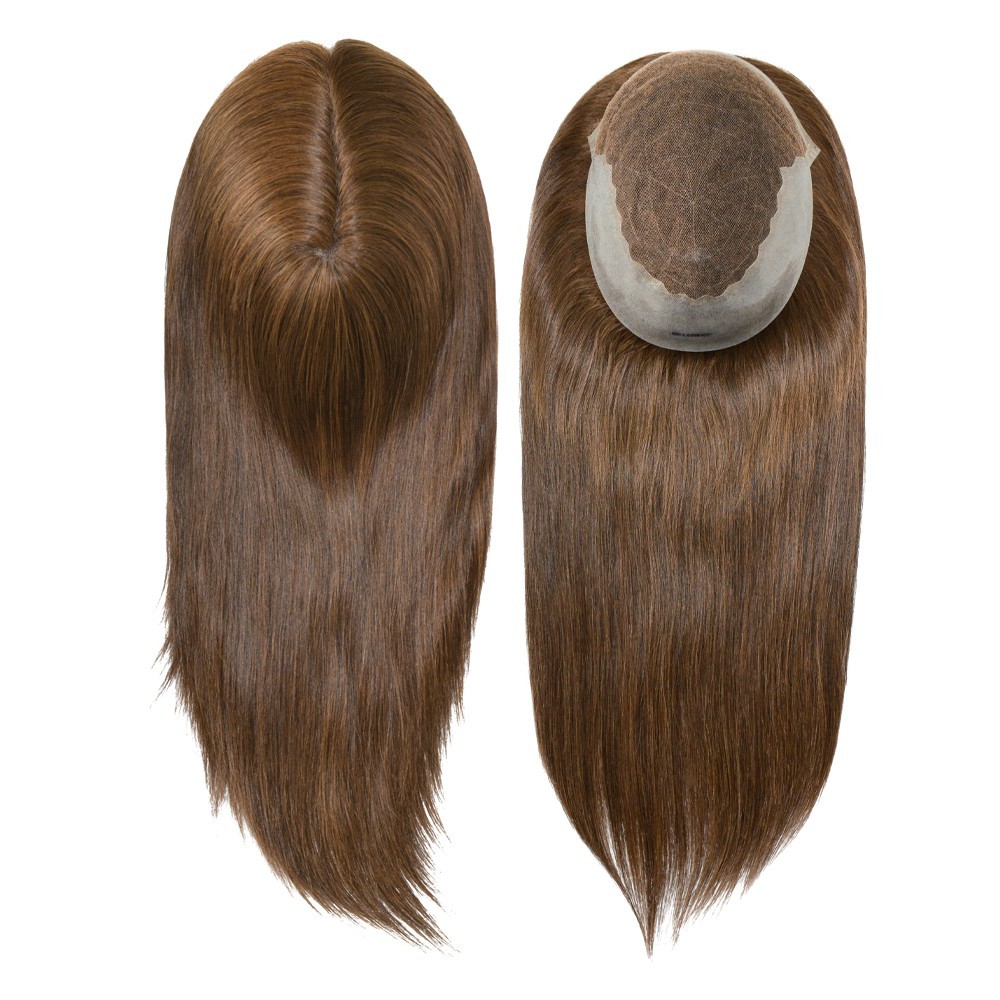 Wig For Womens Human Hair Replecement System Lace Poly Skin Medium Hairpieces Q6