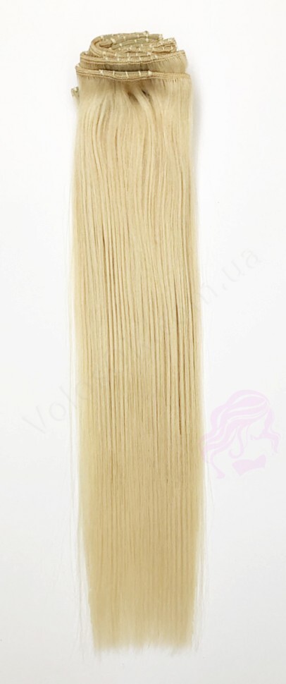 100% Natural Human Hair Extensions Clip In 15″ 7pcs 70g, Light Blonde #613