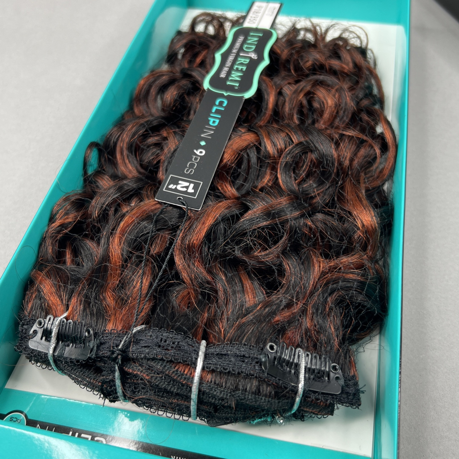 Deep Wave 9 Pc 12” Clip-in #1B/350 Black & Copper Virgin Indi Remi Hair Bobbi