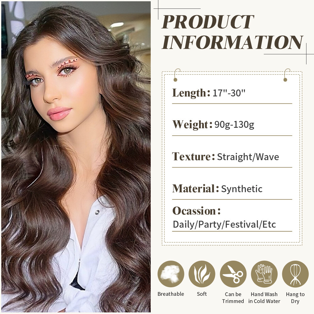 CLEARANCE 1PC Clip In On THICK Hair Extensions 3/4 Full Head AS Human Long Wavy