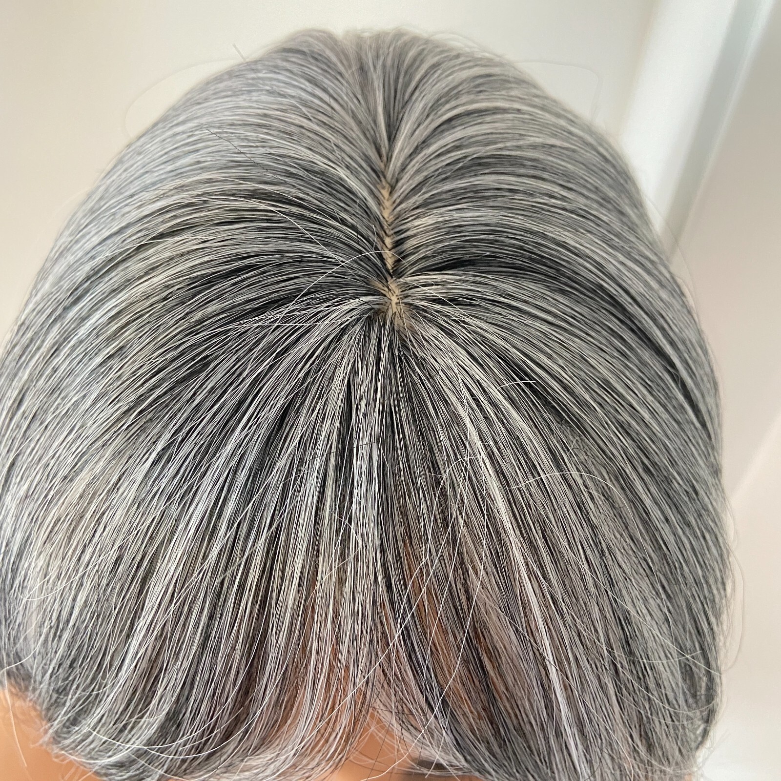 Salt And Pepper Gray Mix Synthetic Hair Wigs With Bangs Women Soft Natural Daily