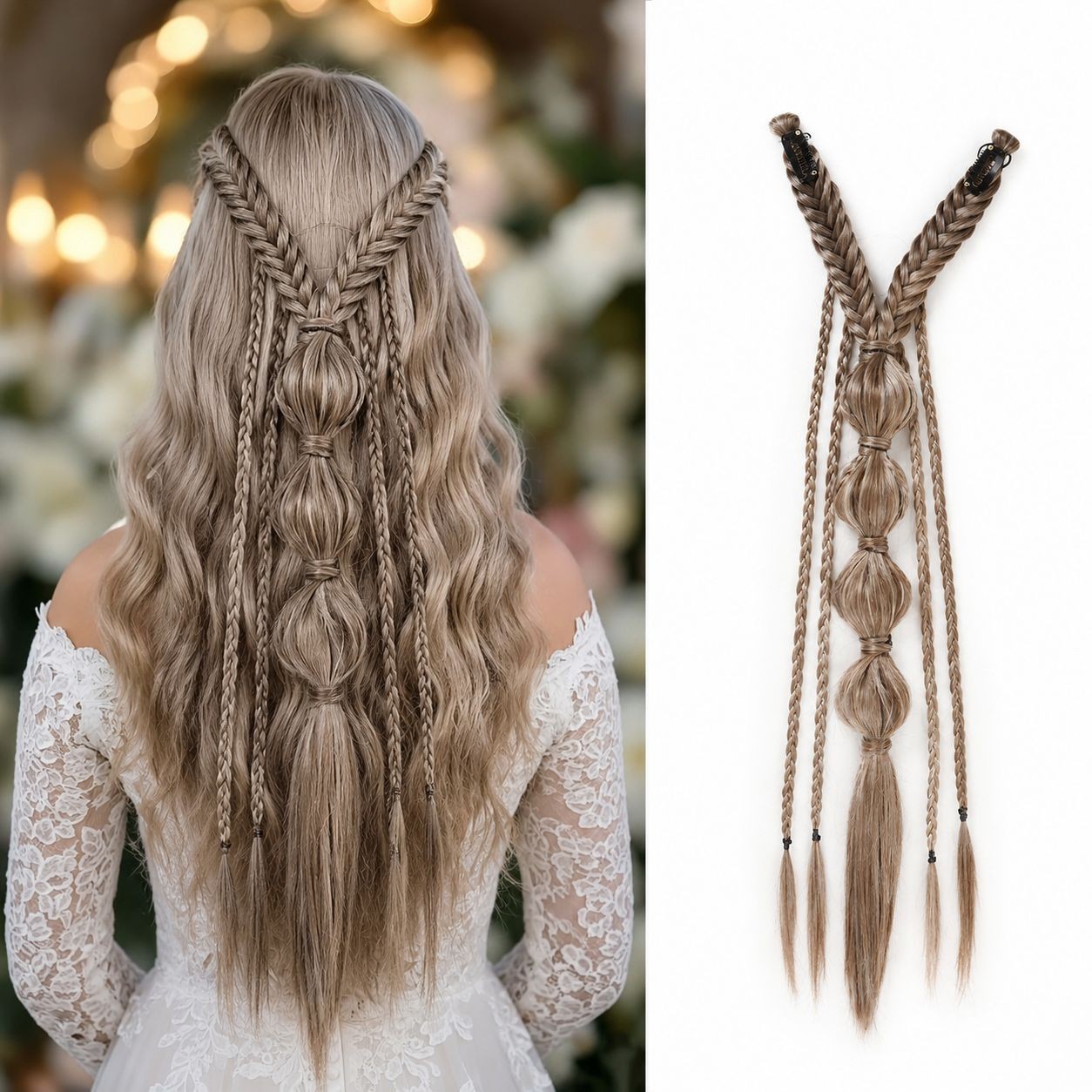 Clip in Braid Hair Extensions Boho Festival Princess Braid Hair Extension Weddin