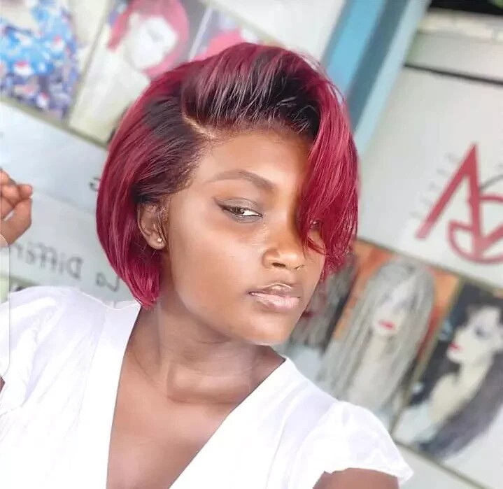 1B/99J Burgundy Pixie Cut Bob Wig Straight Lace Front Wigs Human Hair Short Bob