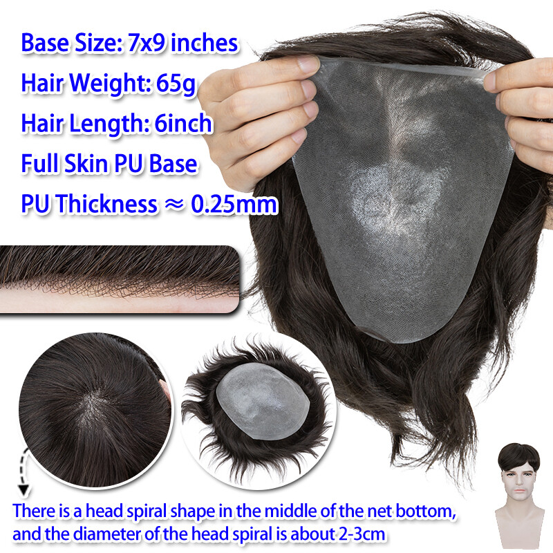 Men’s Human Hair Piece Toupee Fine Mono/Durable Lace/Thin Skin PU Hairpieces Wig