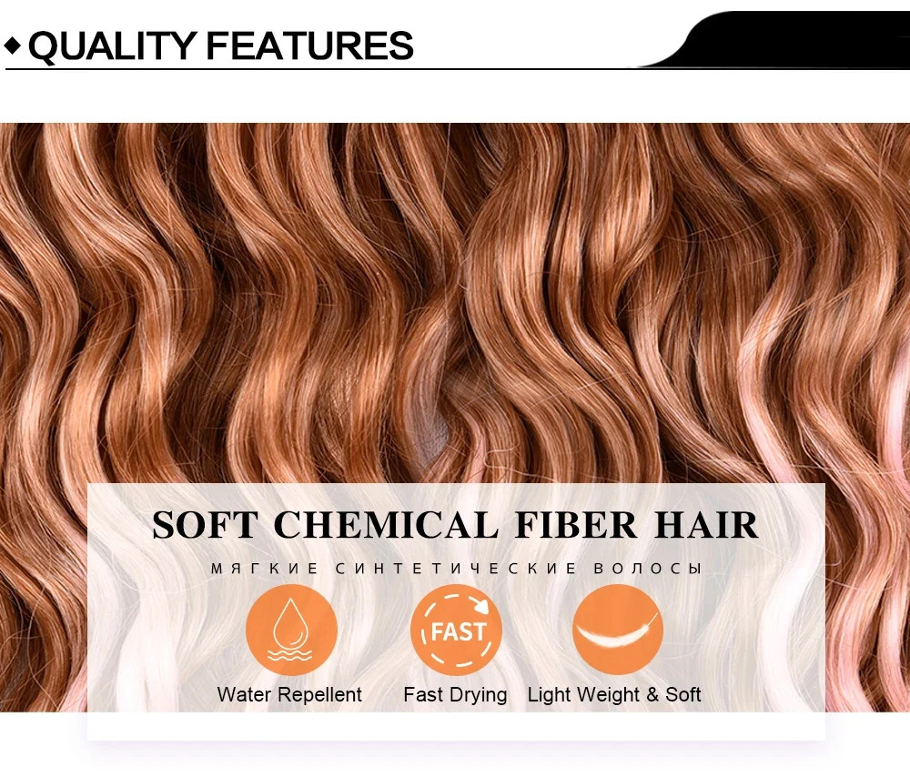 Deep Wave Hair Bundles Synthetic Long Curly Ocean Wave Crochet Braiding Hair