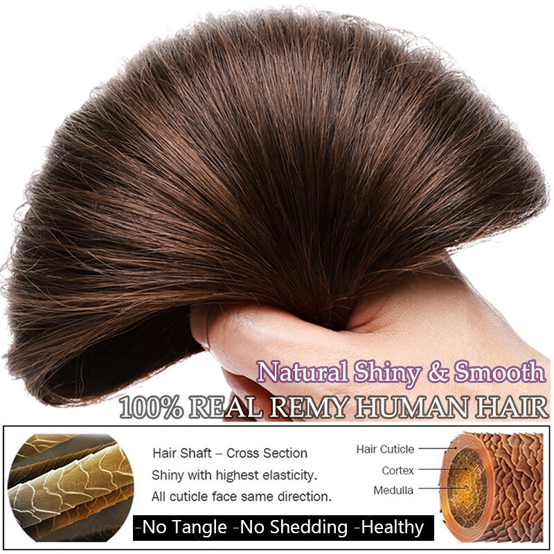 Multi/Color 100% Real Human Hair Clip In Remy Hair Extensions Full Head 8 Pieces
